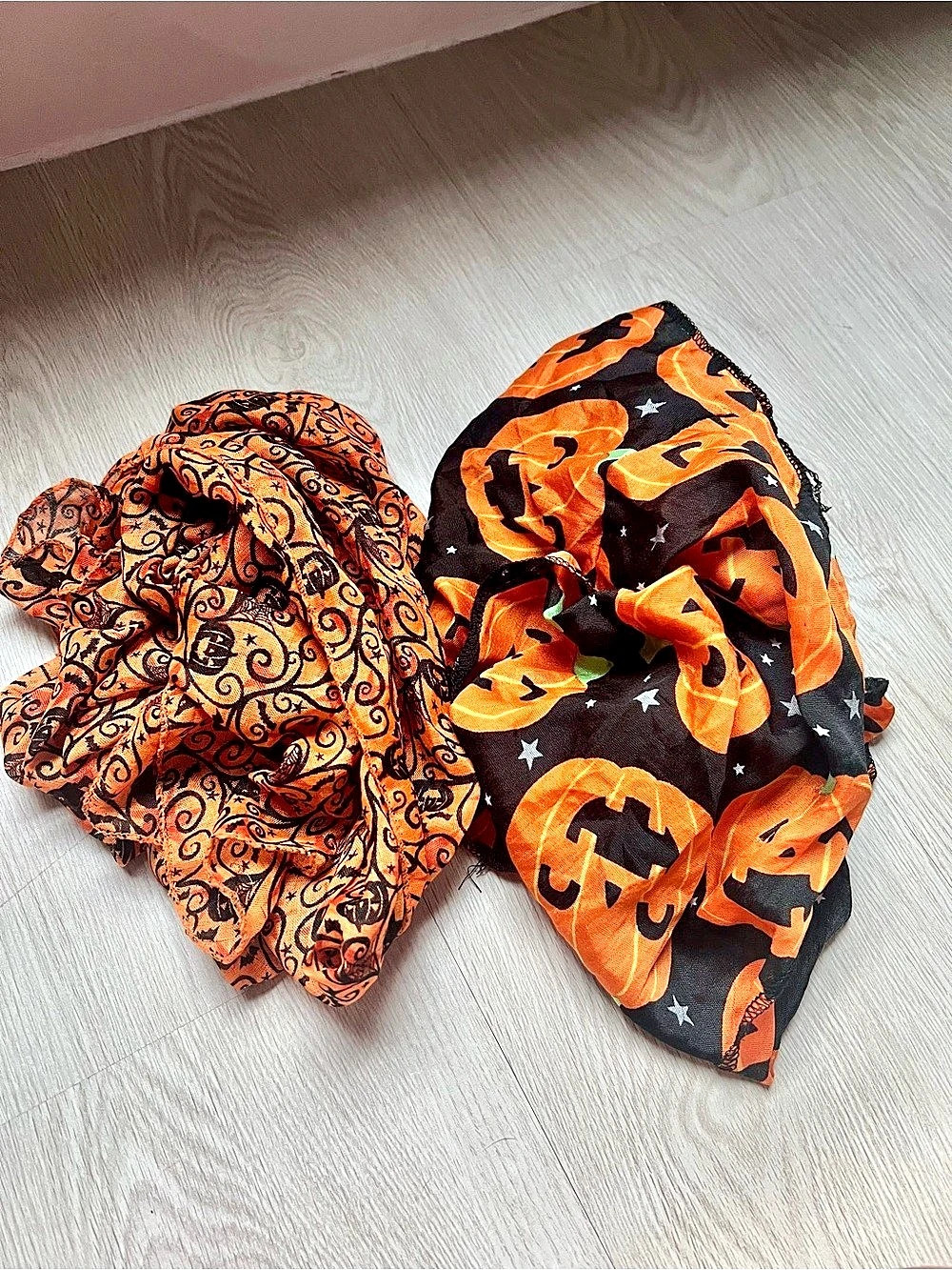 Halloween Pumpkin Print Scarves in Orange & Black